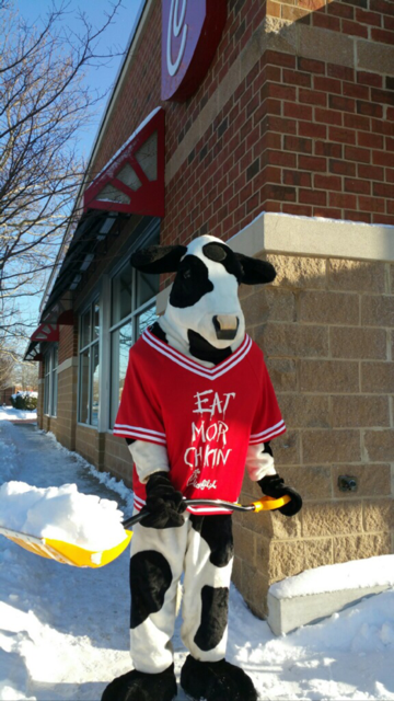 Chick-fil-A Kentlands Square received 8-10 inches of snow.